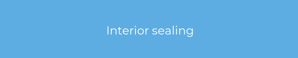 La imagen muestra un fondo azul con un texto centrado en letras blancas que muestra la palabra interior-sealing 